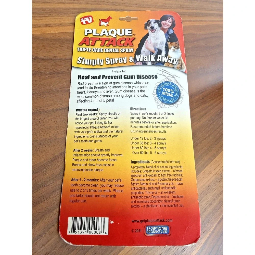 Vets Pref Plaque Attack Spray Dog Cat Bad Breath Teeth 6 Month Supply!!! 2.2oz
